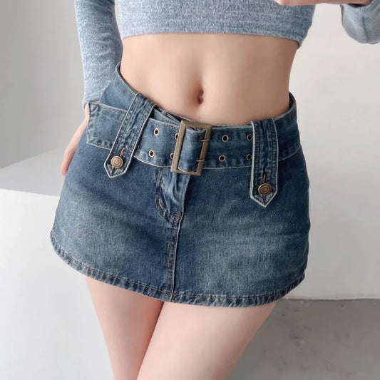 NEW Arrivals S-2XL Plus Size Blue/Black Color Sexy High Waist A- Line Mini Skirt Women's Denim Short Skirts Prevent Exposure Half Body Skirts Cotton Material Girls Sexy Streetwear Clothing Supplies