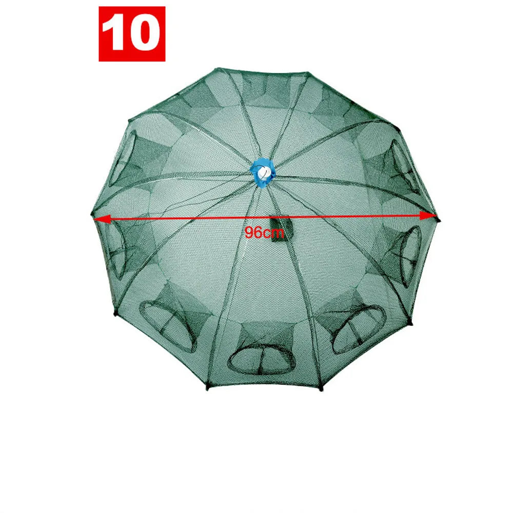10-20 Holes Automatic Fishing Trap Net Umbrella-Shape Capable of Catching Fish Shrimps Crabs Foldable Cages Set Simple Happy Fishing Gear Sea Lakes River Fishing Accessories