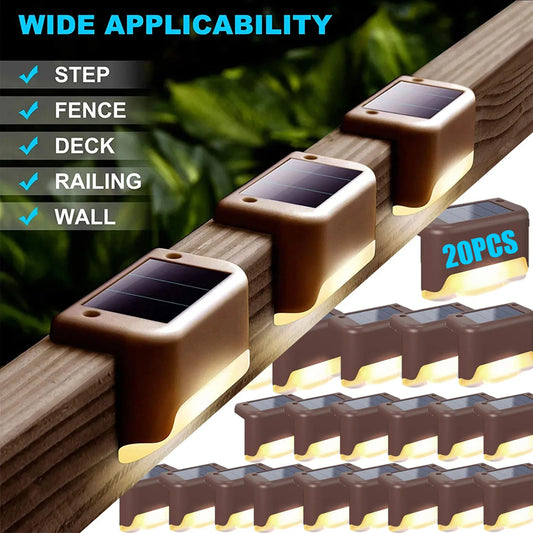 4~20PCS Solar Deck Light Outdoor IP65 Waterproof Solar Power Garden Lamps for Railing Stairs Step Fence Yard Patio Pathway