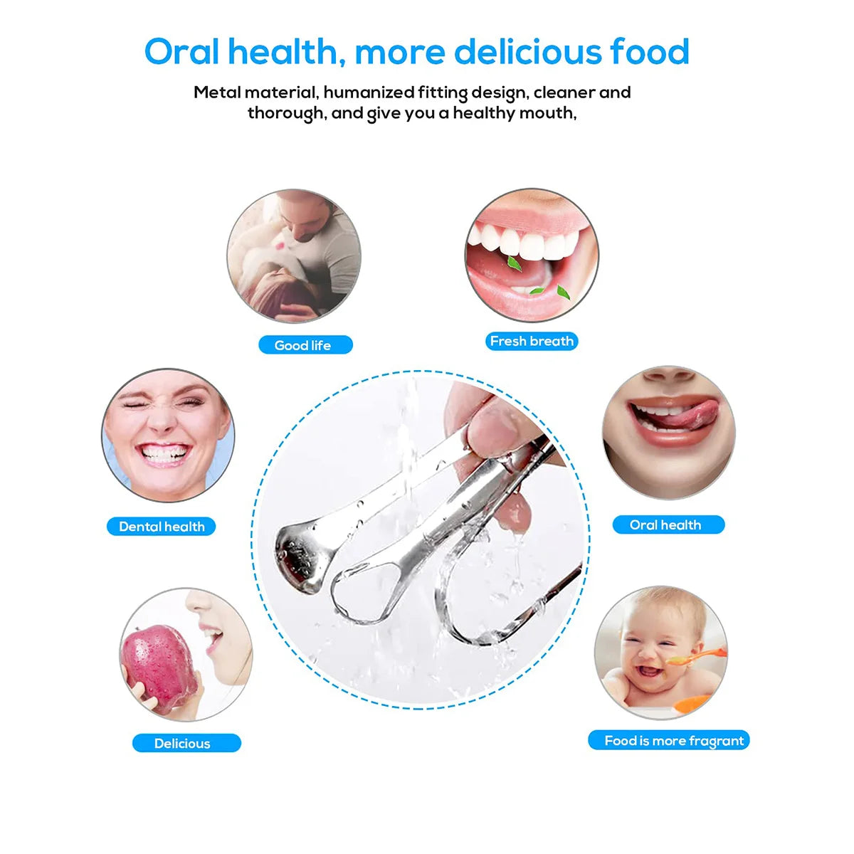 3 PCS Set Premium Metal Tongue Scraper Cleaner for Adults & Kids, Portable Stainless Steel Tongue Scrapers Brushes for Removing Dental Accessories Oral Hygiene Supplies