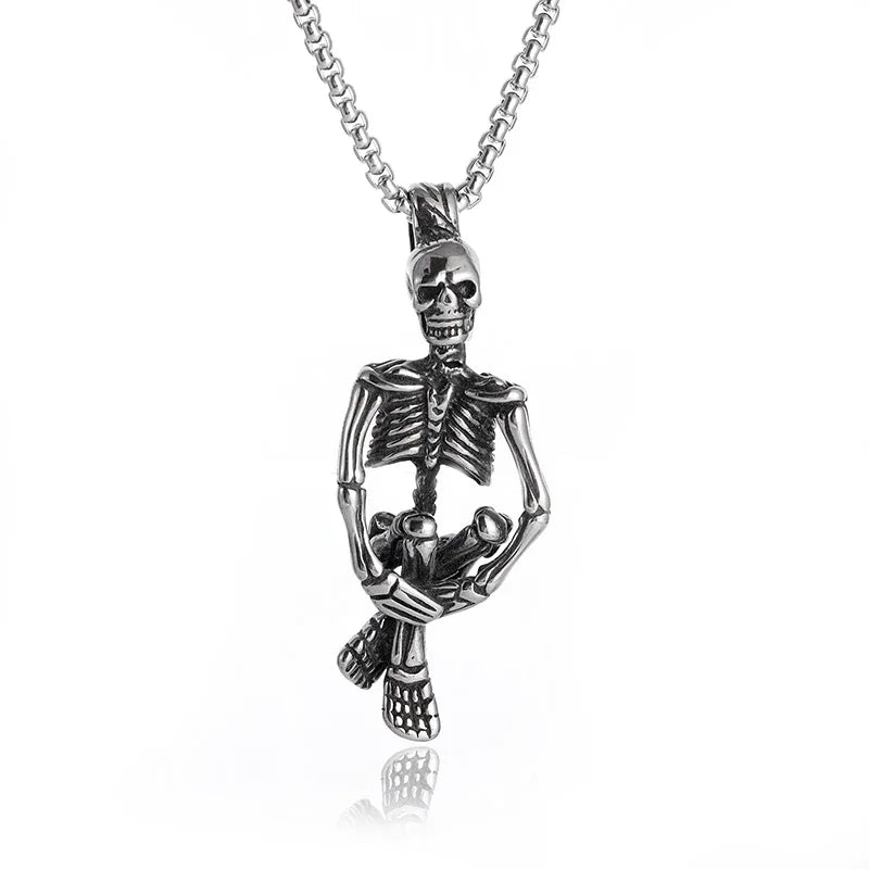 26 Types Gothic Hell\'s Grim Reaper Scythe Pendant Mystical Demon Skull Necklace Men\'s Motorcycle Punk Rock Halloween Jewelry