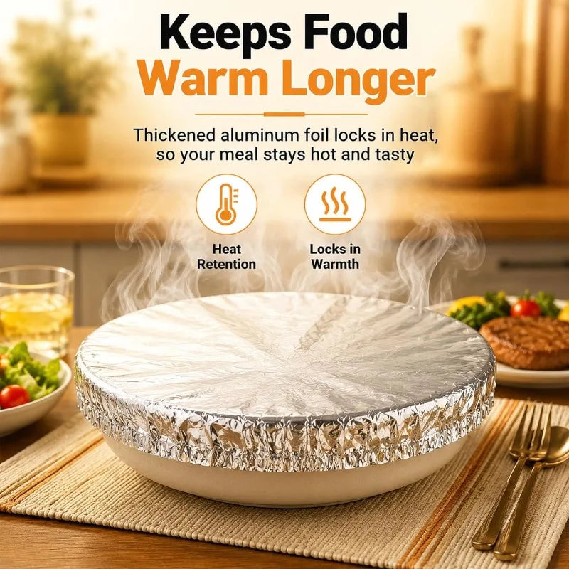 100/200 PCS Set Fresh-Keep Aluminum Foil Insulation Covers Disposable Food Cover Foil Film Saran Warp Fruit Storage Cover Kitchen Insulation Lid Outdoor Travel Camping Picnic Food Accessories