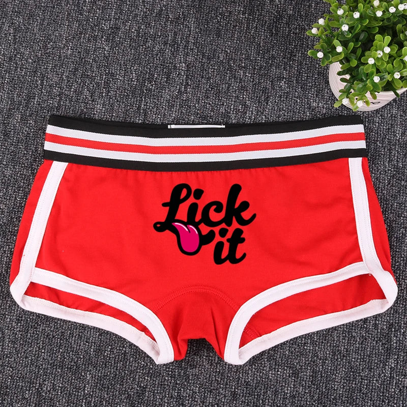 NEW Arrivals *Lick It* Tongue Cotton Underwear for Women New Girls Boxer Shorts Female Boyshorts Panties Breathable Women's Intimates Summer Beach Bar Girls Streetwear Shorts