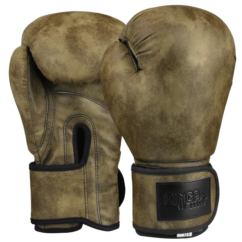 3 Retro Colors Adult Women/Men 8/10/12oz Boks Boxing Gloves Leather MMA Muay Thai Boxing Gloves Mitts Sanda Gym Training Practice  Equipment Sports Accessories