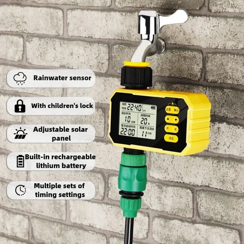 NEW Arrivals Household Solar Irrigation Timer LCD Automatic Irrigation System Outdoor Smart Garden Watering Tool Adjustable Program Home Outdoor Garden Lawn Supplies