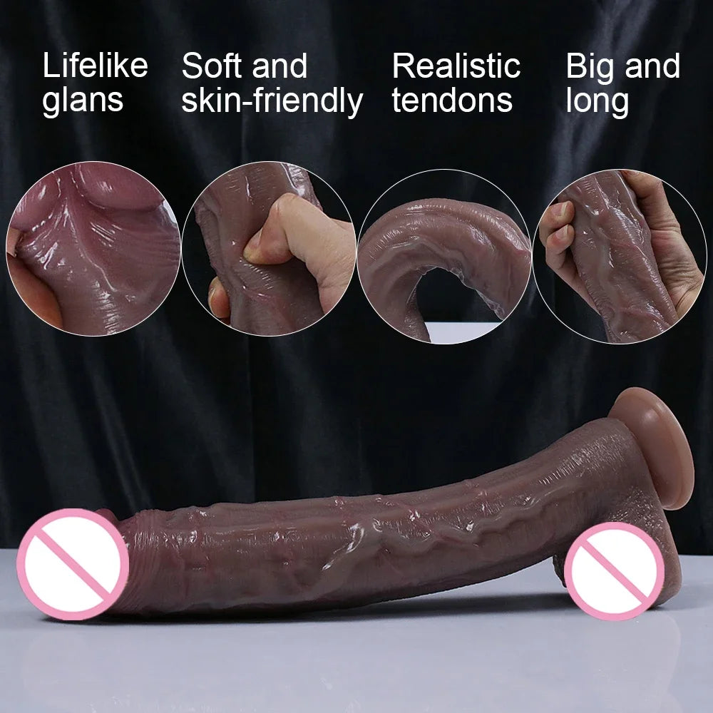 32cm New Super Long Realistic Dildo Soft Big Huge Penis Clear Texture Adults Strap On Sex Machine Anal Sex Toys Sex Shop For Woman