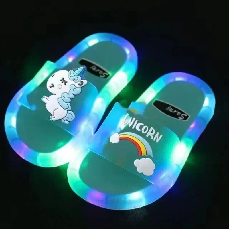 Luminous Children's Slippers Unicorn Crystal Shoes Sparkling Lights Boys and Girls Will Shine in The Cool Slippers Footwear Accessories Supplies