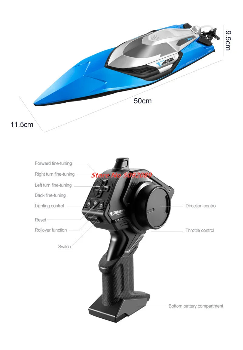 NEW Set 70KM/H High Speed 50CM Big 200M with Remote Control + 3 Batteries Ship Boat Rowing Waterproof Capsize Reset RC Racing Boat Speedboat Add Carry Bag Adults Kids Water Sports Supplies