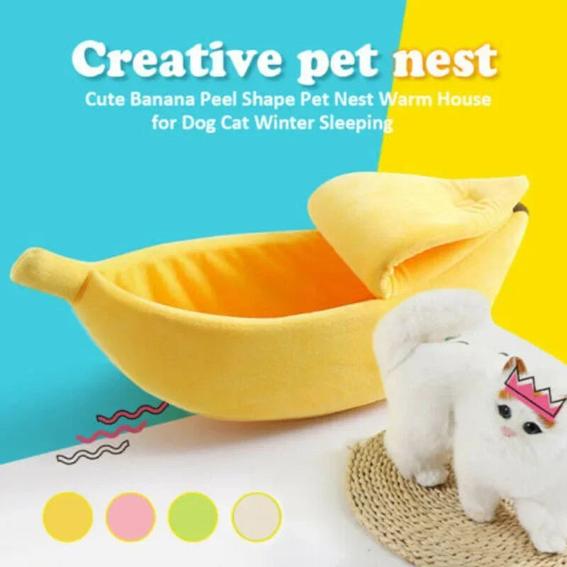 Pet Banana Shaped Warm Bed House Funny Cute Cozy Cat Mat Beds Warm Durable Portable Pet Basket Kennel Dog Cushion Cat Supplies