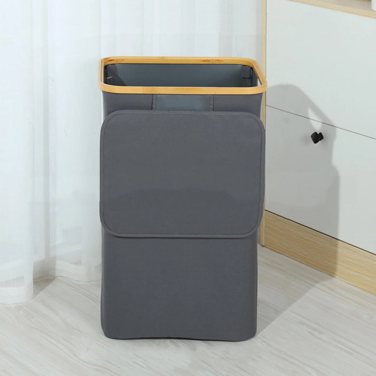 1PC Dirty Clothes Basket With Lid And Inner Bag, 100 Liter Laundry Basket, Foldable Laundry Basket With Detachable Inner Bag