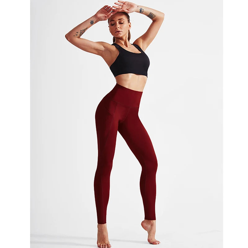 Women's High Waist Running Workout Leggings for Yoga with Pockets