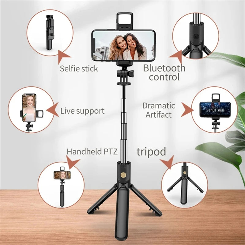 Handheld 360 Degree Flexible Sports Camera Monopod Stand Mobile Phone Holder Mini Selfie Stick Tripod With Wireless Remote