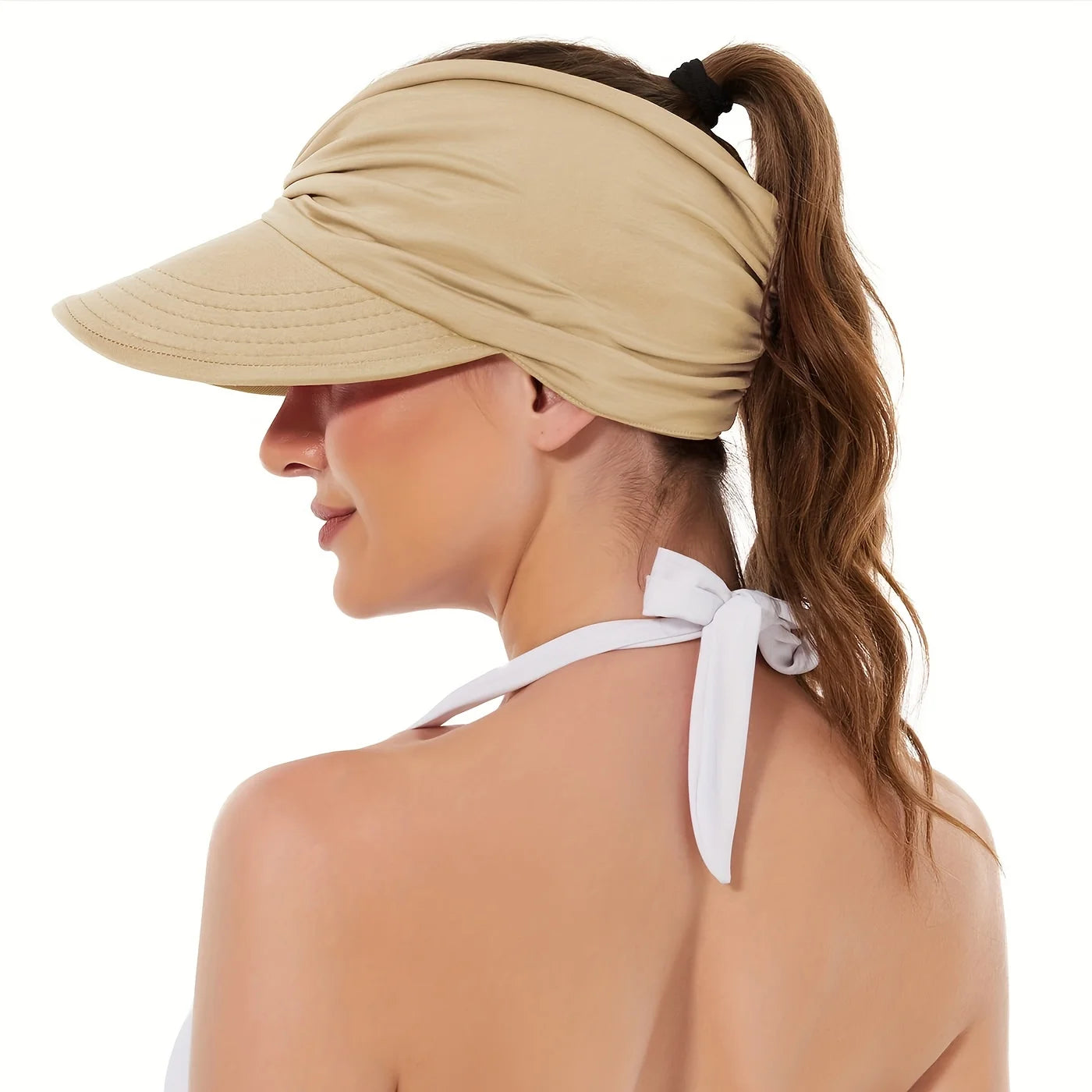 New Women Sun Visor Hat Wide Brim Summer UV Protection Beach Sport Cap For Women Packable Summer Beach Hats