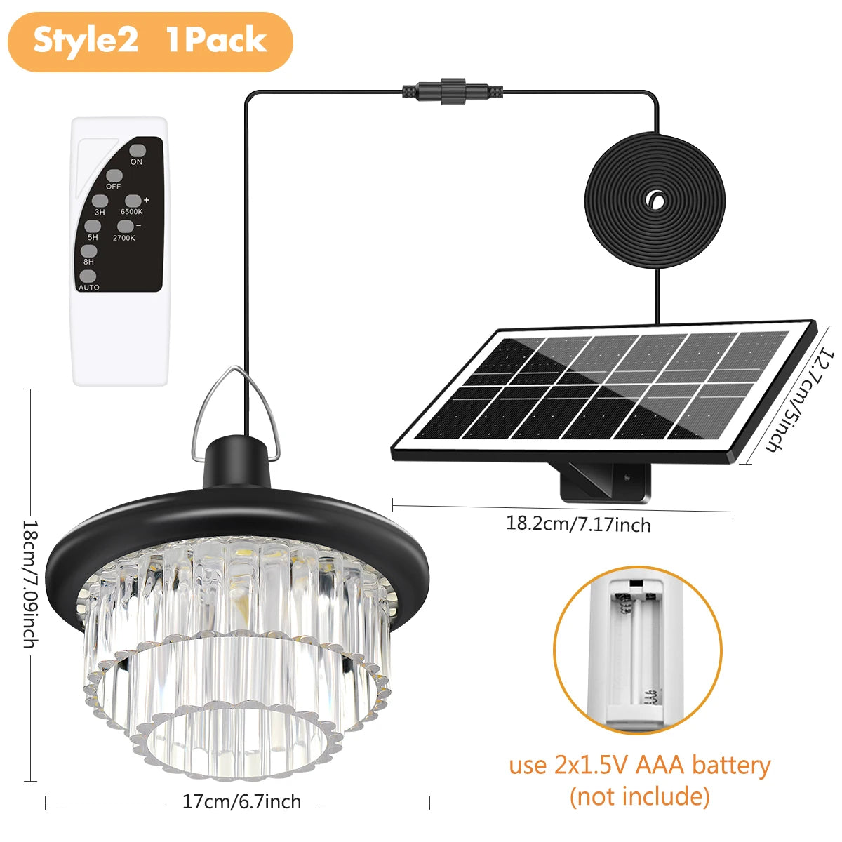 Waterproof Crystal Solar Pendent Light LED Solar Light Outdoor with Adjustable Color Changing Solar Garden Lamp for Gazebo