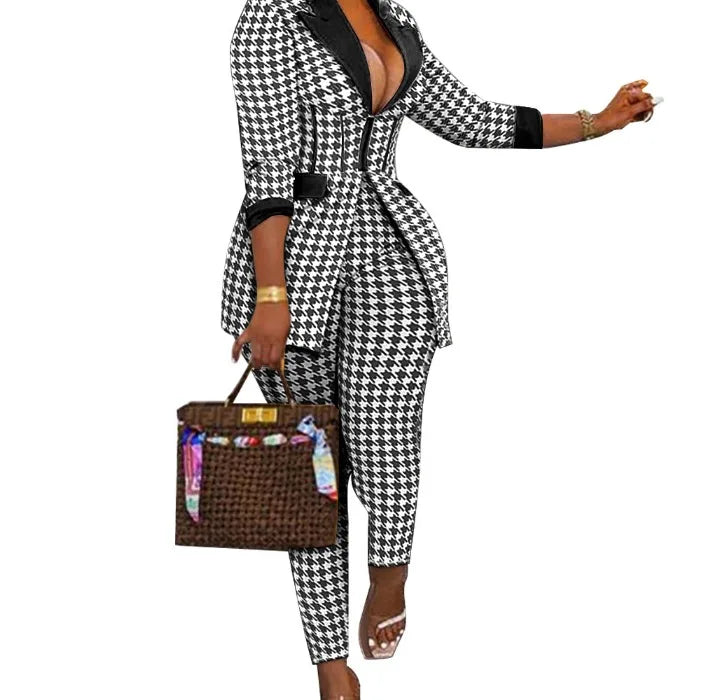 NEW Arrivals 2PCS Set 3 Colors Sexy Suit for Women Luxury Blazer + Pants Set  Long Sleeves Coats and Trousers Streetwear Female Autumn Winter Suit Ladies Luxury Fashion Clothing Supplies