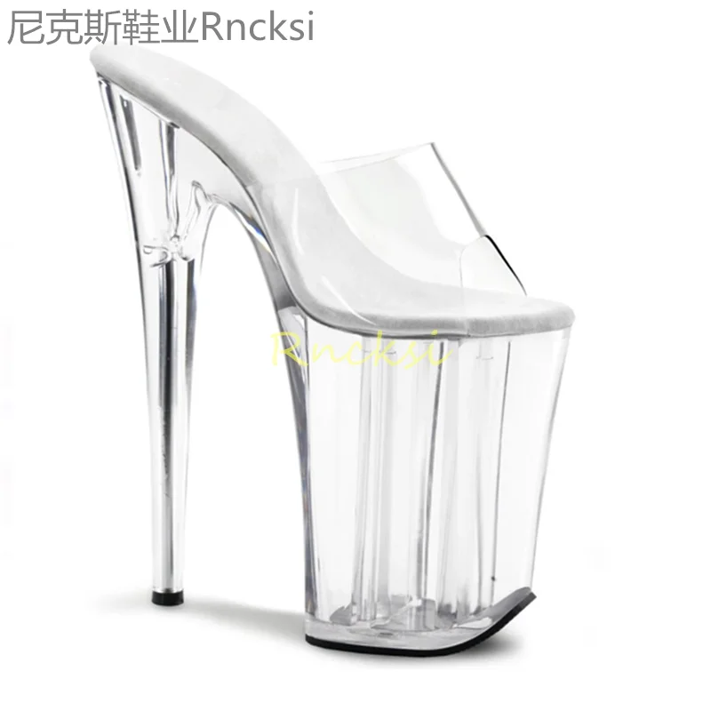 23cm Joker high-Heeled Toe-Leaking New Fashion Stiletto with Stylish Transparent Bottom Super High-Heeled Fish-Mouth Sandals Women Footwear Shoes Supplies
