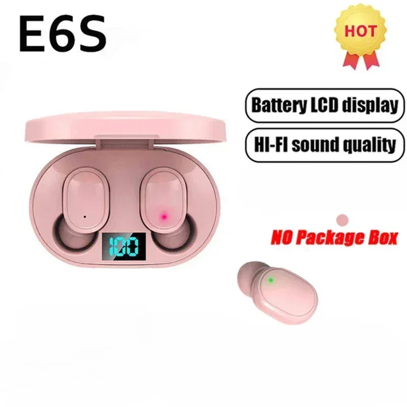E6S Wireless Bluetooth Black Earphones TWS Bluetooth Headset Wireless Earbuds Noise Cancelling Earphones with Microphone Headphones
