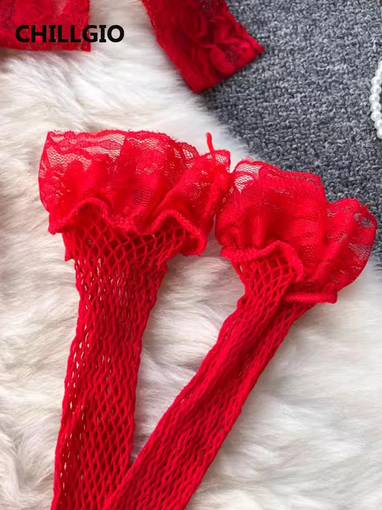 Women Transparent Floral Lace Bra Brief Suit Fashion Tight Erotic Underwear 3 Piece Sexy Intimate Lingerie Stocking Set