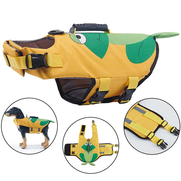 12 Colors Top Quality Dogs Life Jacket for Small Medium Large Dogs Swim Boating Flotation Vests High Buoyancy Shark Pet Swim Safety Vest Pets Apparel Supplies