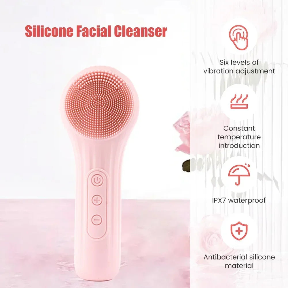 Sonic Waterproof Facial Cleansing Machine for Men Women Rechargeable Exfoliating Electric Face Scrubber Cleanser Device Massager Beauty Salon Spa Accessories Products Skin Care Supplies