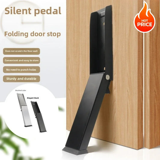 NEW Arrivals Silver/Black Color Heavy Duty Door Jammer Stopper Door Stops Metal Windproof Anti Collision Safety Gate Blocker Sturdy Gaps Protector Home Offices Hotels Security Supplies