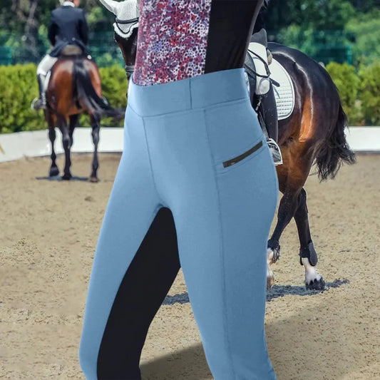 Women Trendy Splicing Color Exercise Equestrian Pants Long Pencil Pants Horse Riding Camping Climbing Pants Female Clothing