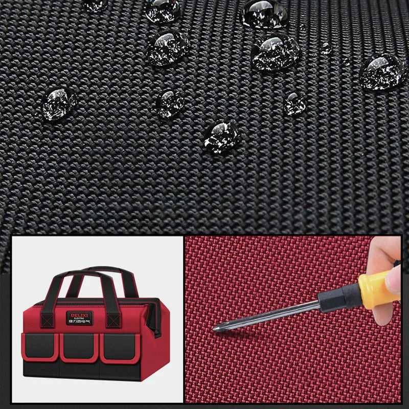 Wide Mouth Tool Bag,1680D Oxford Cloth Tool Storage Bag With Waterproof, Multiple Pockets