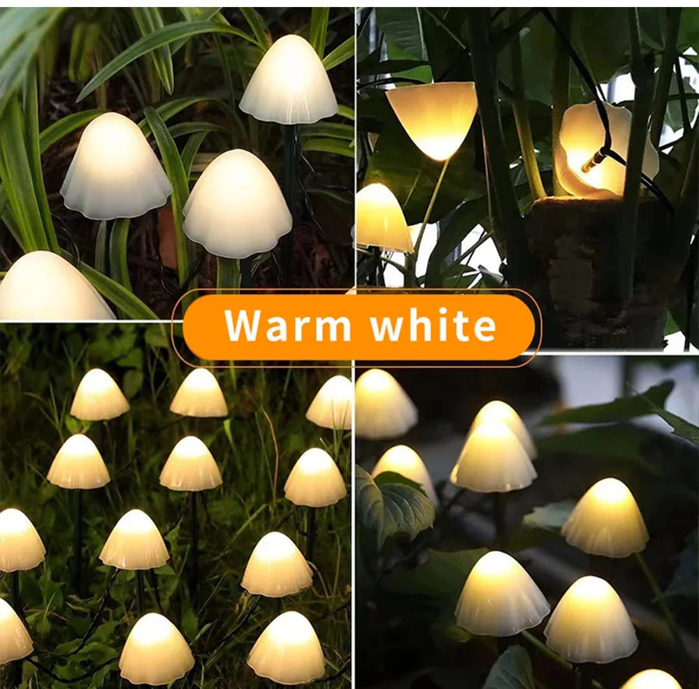6,5M 30 LED Solar Lights String Mushroom Lawn Fairy Lights LED Solar Lamps Outdoor For Garden Patio Terrace Path Landscape Decoration Lamps