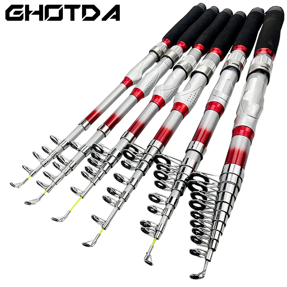 1.8M -2.1M-2.4M-2.7M-3M-3.6M Portable Telescopic Fishing Rod Mini Feeder Fishing Rod Carbon Fiber Spinning Portable Ultralight Fly Carp Tackle Professional Fishing Supplies