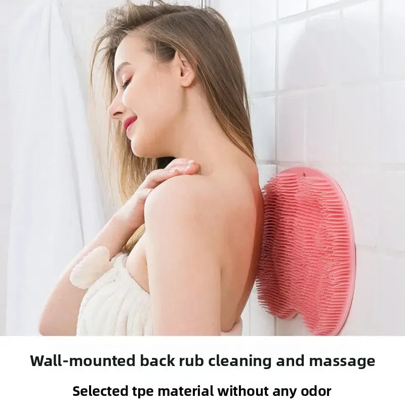 NEW Arrivals 5 Colors Lazy Person Back Scrubbing Bath Brush Silicone Massage Foot Cleaning Wall Mounted Back Rubbing Brush Bathroom Accessories
