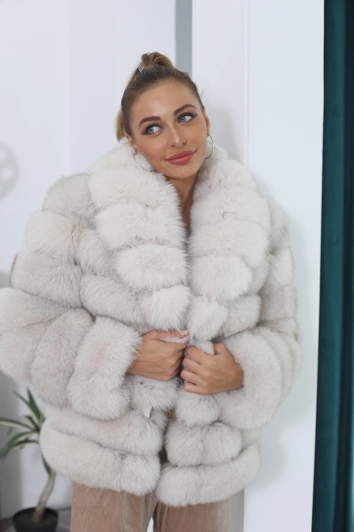 8 Colors S(45-55Kg)- 6XL(100Kg-110Kg) Plus Size Women's Real Fox Fur Coat Detachable Transform Jacket Removable Vest Thick Warm Solid Fur Ladies Luxury Fashion