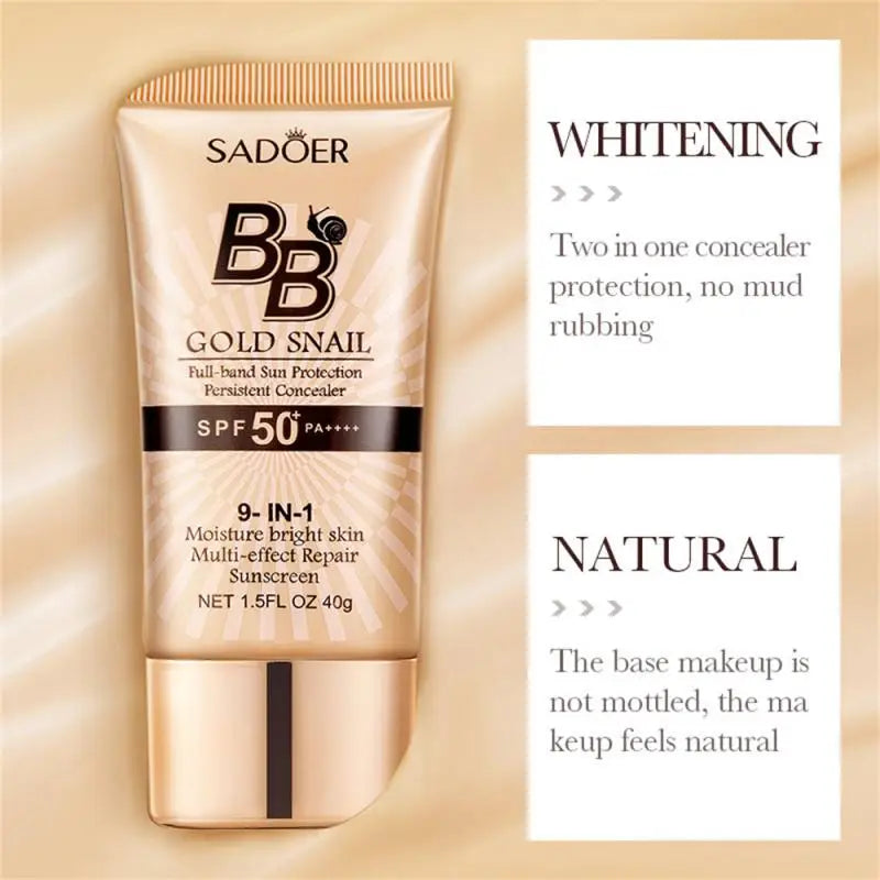 NEW Arrivals Korean Golden Snail Sunscreen BB Cream Waterproof Sunblock Foundation Concealer Isolation Moisturizing BB Cream Make-Up Beach Sun Body Protection