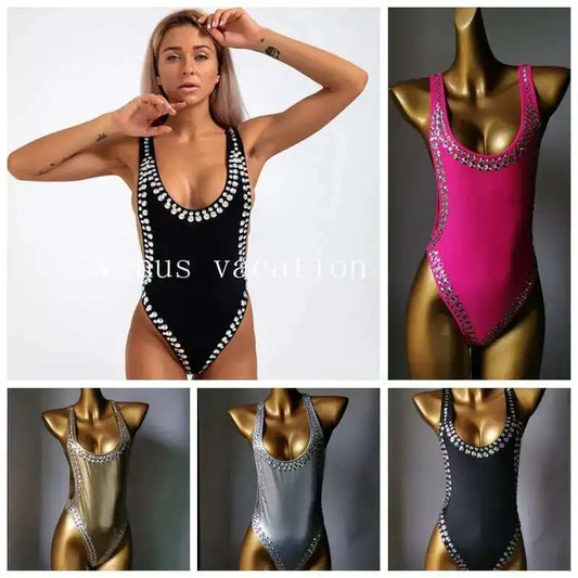 NEW Ladies Luxurious Rhinestones Diamonds Swimsuit Exterior Boutique High-End One-Piece Bikini Women Luxury Swimwear Beach Wear