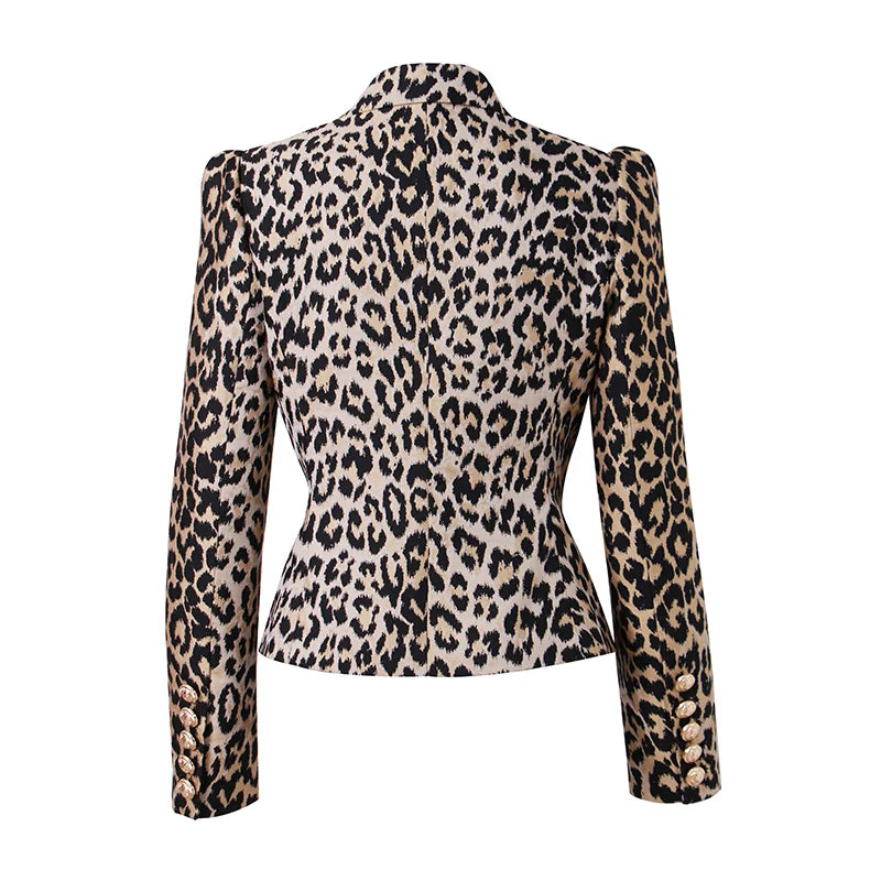 Spring Autumn Customized Fabric Best Quality Bargain Price Women Classic Leopard Printing Slim Street Blazers Female Jackets