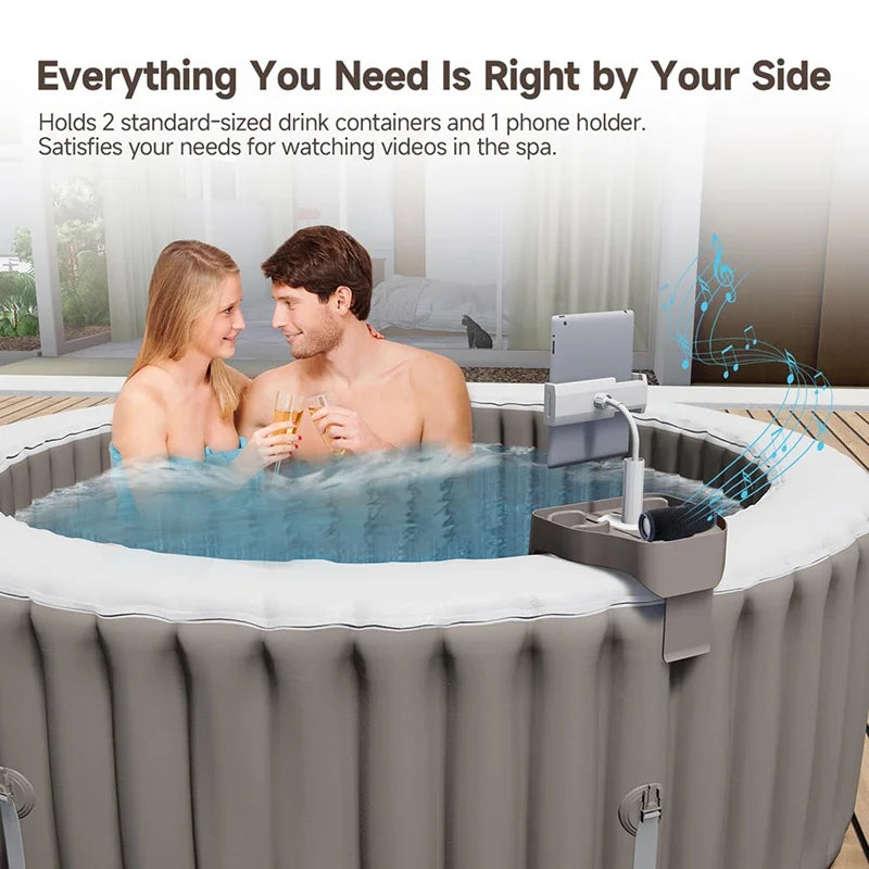 NEW Arrivals Clip-On Pool Cup Holder Phone Adjustable Hot Tub Tray Table For Outdoor Inflatable Swimming Pools For Adults