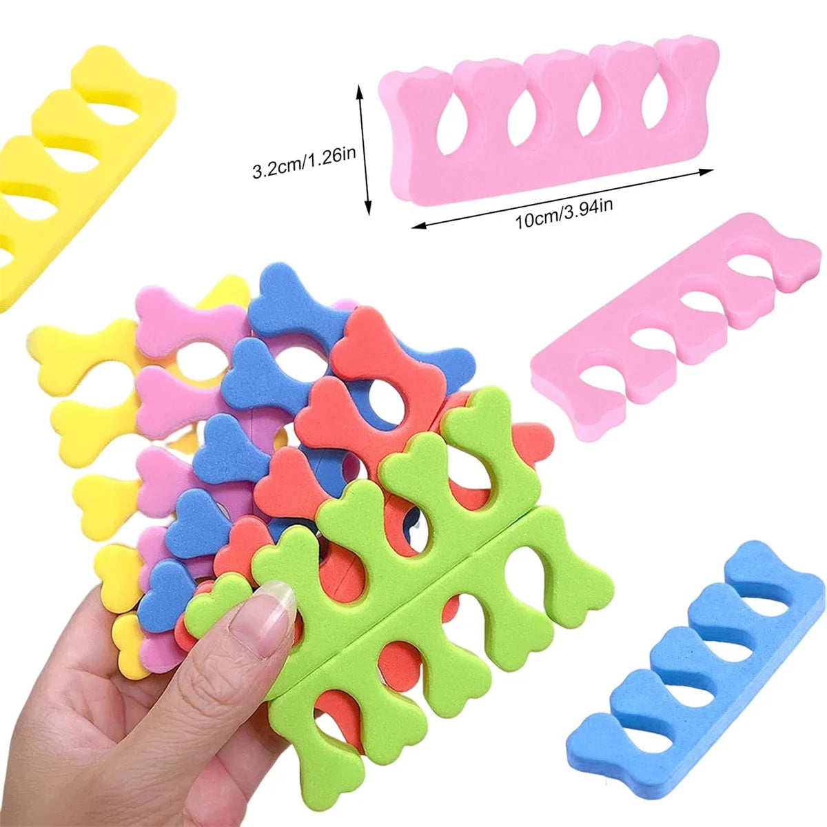 100pcs/50pairs 3 Colors Sponge Toe Finger Separator Manicure Set Toe Splitte for Nail Polish Enhancement Painting and Polishing Tools