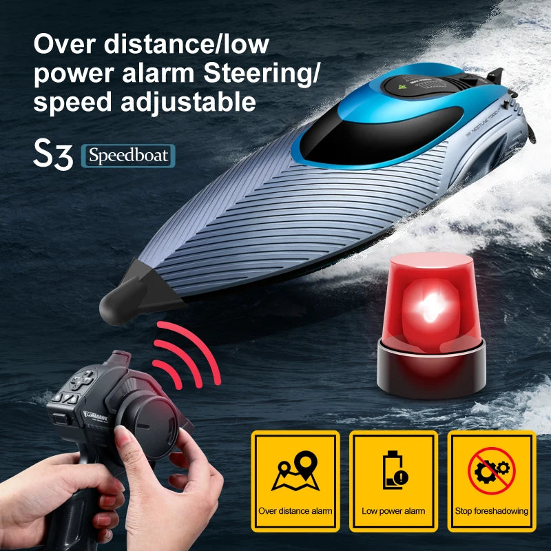 S3 Remote Control Boat High-Horsepower Water Large High-Speed Speedboat Charging Motor Adults Children Ship Model Toy Gifts Water Sport Games