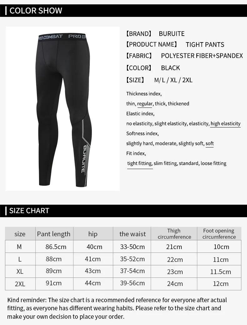 Fitness Tights Men'S Autumn And Winter High Elastic Quick Dried Sports Underlay Running Yoga Basketball Training Pants