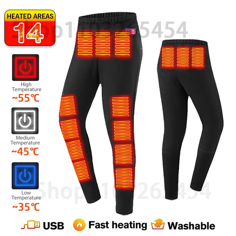 2 PCS Women Men Suit S-3XL UK Plus Size Electric Clothes 52 Areas New Material Technology Heated Underwear Winter Thermal Underwear Women Men Heating Jacket Winter Accessories USB Electric Heating Clothes