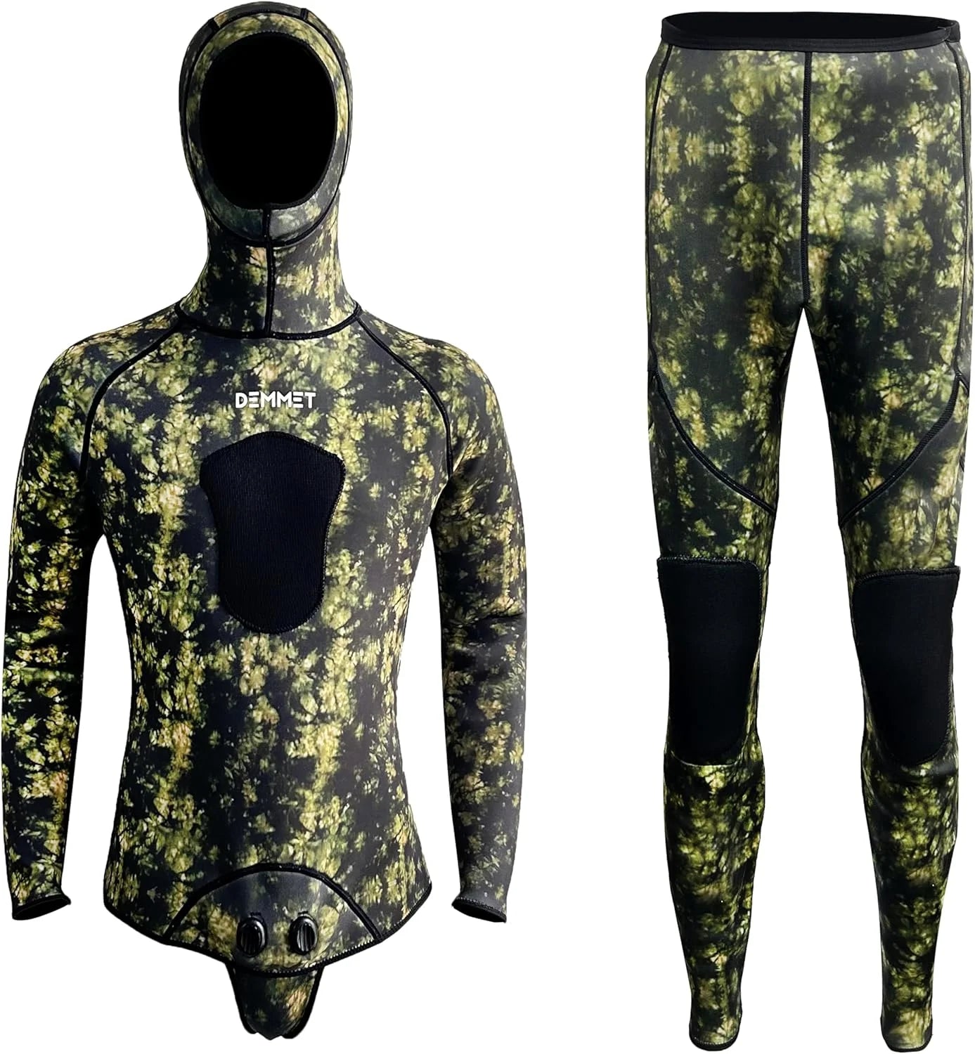 NEW S-3XL Plus Size 3mm/5mm Professional 2PCS Set Spearfishing Wetsuit Camouflage Open Cell Neoprene Free Diving Suit Full Suit  Men Hooded Snorkeling Suits Sports Kayak Swimming Diving Sets