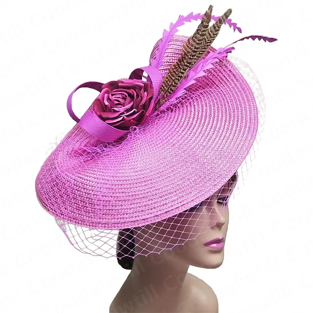 NEW Arrivals 16 Colors Straw Flower Fascinators Hat Veils Pillbox Cap Women Formal Dress Wedding Headpiece With Flower Chapeau Cap Tea Party