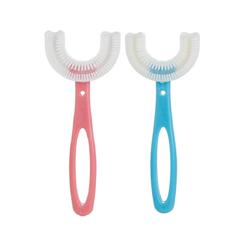 2 PCS Set Baby Toothbrush Children 360 Degree U-Shaped Child Toothbrush Teethers Baby Brush Silicone Kids Teeth Oral Care Cleaning Tools