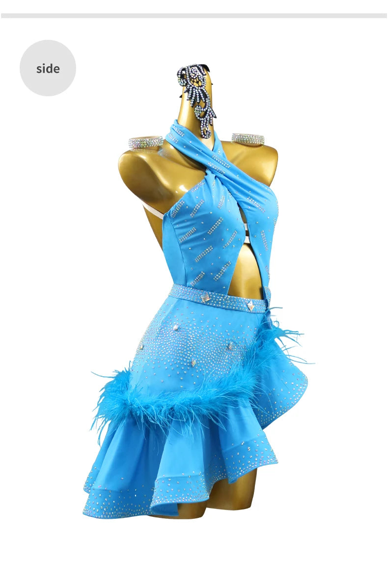 New Arrivals Adults Ladies Girls 2XXS-2XXL  Latin Dance Dress with Jewelry Ornaments Stage Outfit For Women Line Suit Ballroom Competition Dancing Clothes Dancewear skirt Girl Party Costume Prom Customized Ladies Dancing Dres
