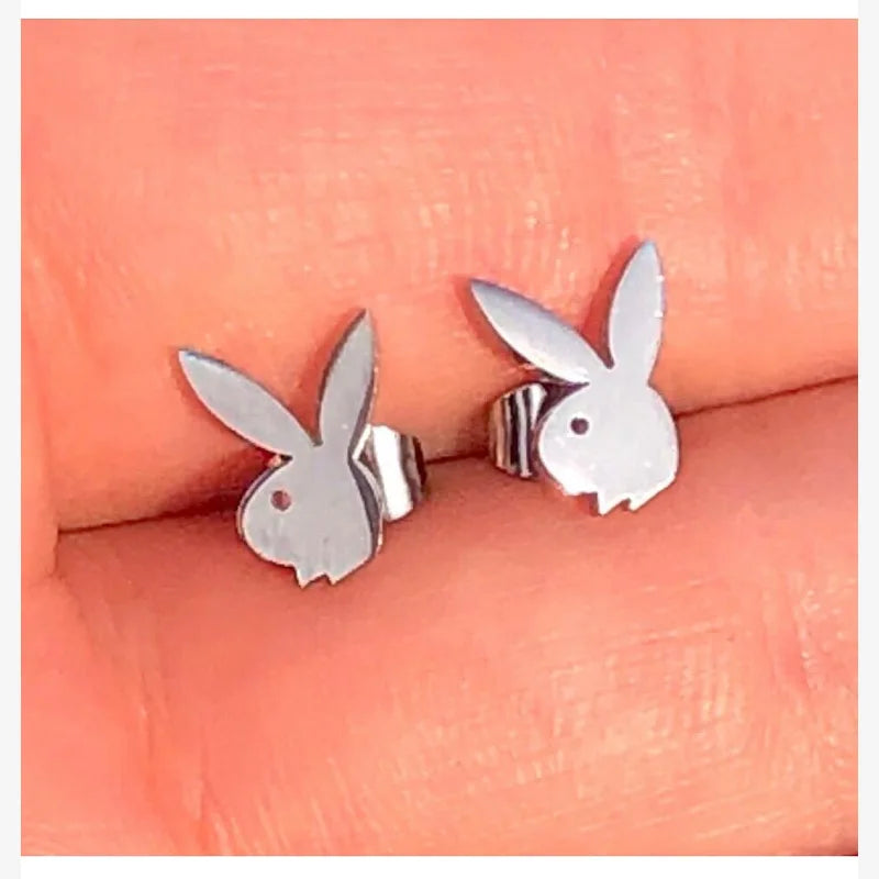 Playboy Cartilage Piercing Stud Earring for Women Cute Bunny Earrings Piercing Women's Ear Studs Jewelry Fashion Supplies