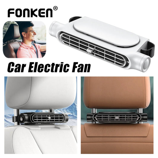 NEW Portable Vehicle Car Truck Seat Headrest Electric Cooling Fan USB Rechargeable Air Conditioner Fan for Rear Backrest Seat Cushion Auto Interior Accessories.