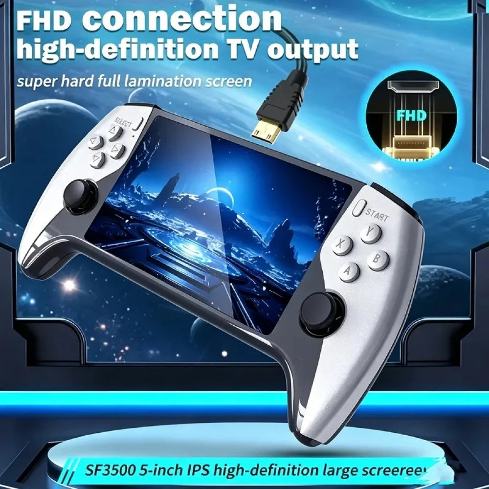 NEW Arrivals  SF3500 Retro Handheld Video Game Console Linux System 5.0 Inch 854*480 IPS Screen 3000mAh Portable Pocket Video Player Games