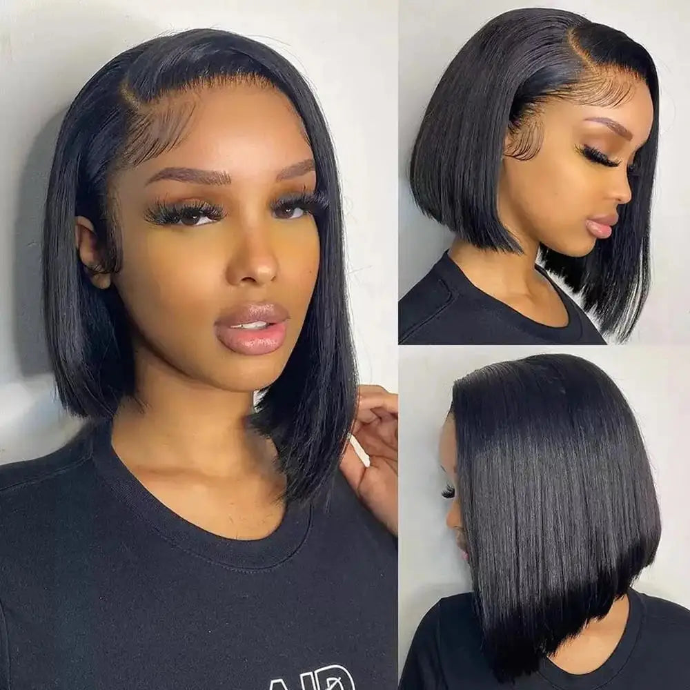 NEW Arrivals 13x4 Straight Lace Frontal Bob Wig 8-14 Inches Pre Plucked 100% Real Human Hair Wigs Brazilian Remy Bone Straight Bob Super Sale