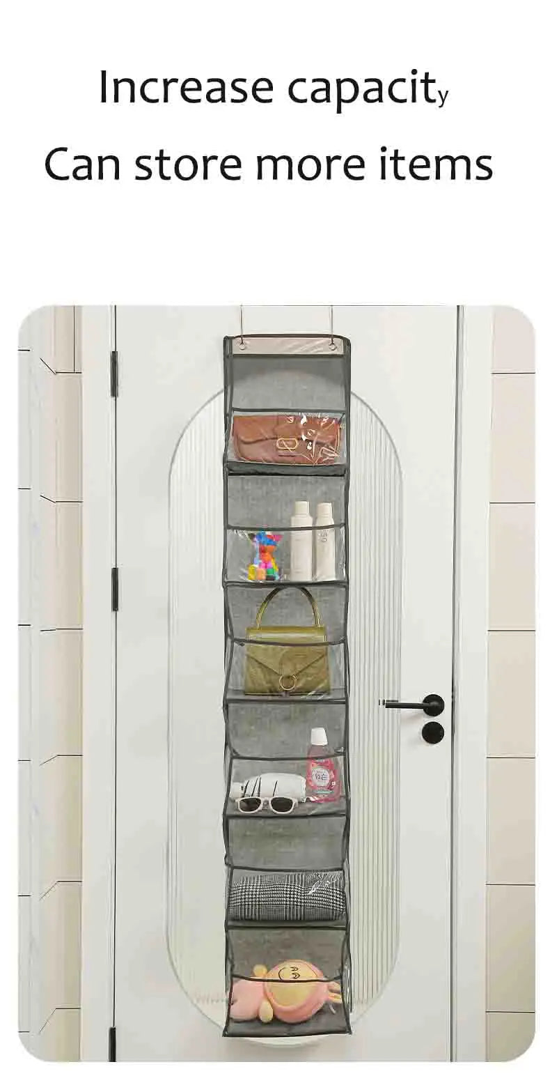 NEW Arrivals 2 PCS Set 4+6 Layers Storage Hanging Bag Door Mounted Storage Bag Wall Mounted Dormitory Non-Woven Fabric Visible Transparent Multi-Layer Storage Set