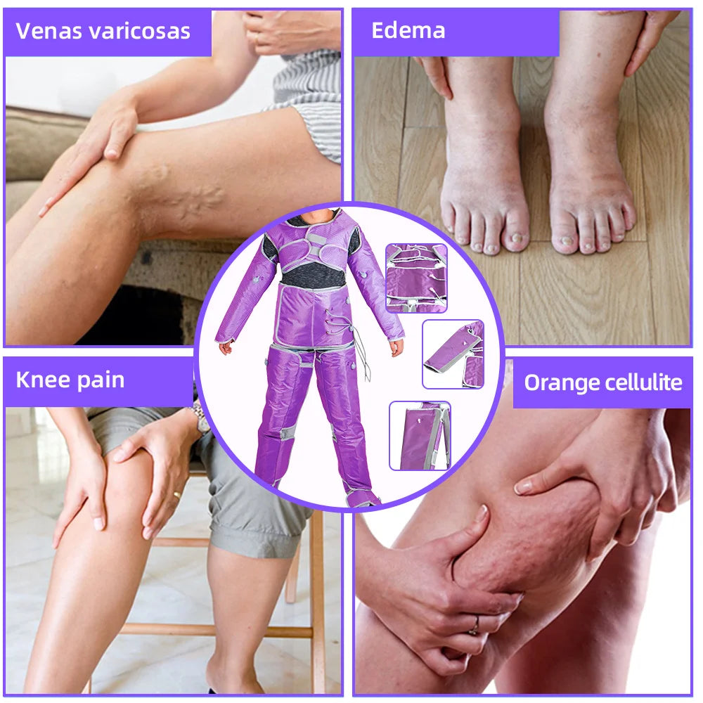 Lymphatic Drainage Machine Air Wave Pressure Sauna Suit Muscles Relax Weight Loss Arm Leg Foot Pressotherapy Massage Device