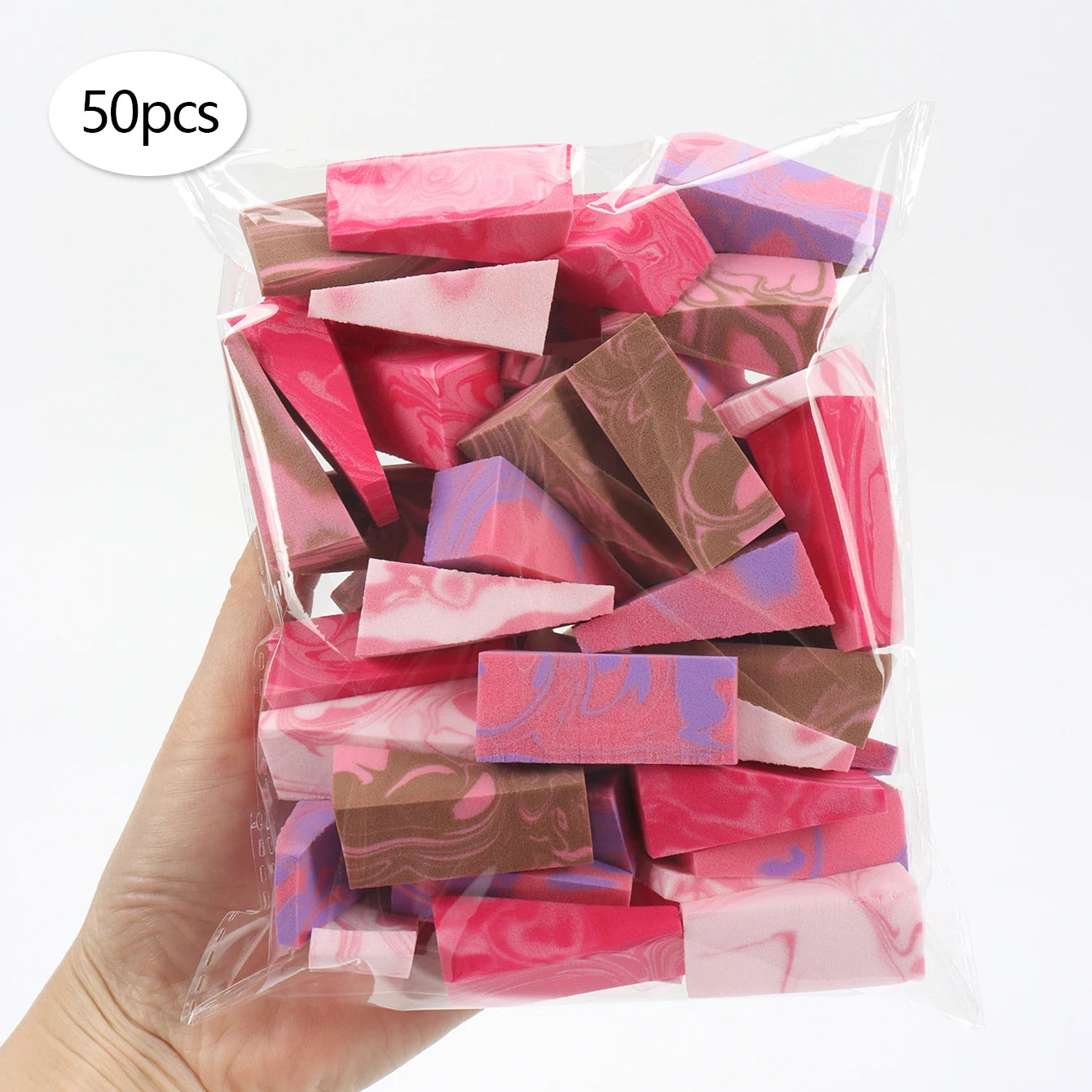 NEW Arrivals 50 PCS Set of Random Color Facial Curve Mixed Make-Up Sponge, Latex-Free, Small Wedge-Shaped Smooth Application Beauty Sponge Applicator Women Cosmetic Accessories